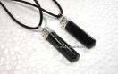 Black Tourmaline Pencil Pendant with Cotton cord